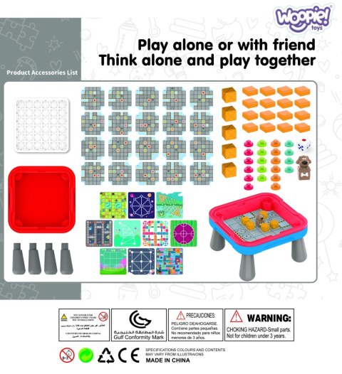 WOOPIE Stolik Gier Planszowych Logicznych 65 el. Zestaw 11w1