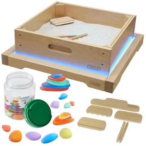 MASTERKIDZ Rama Sensoryczna - Panel LED + Zestaw Akcesoriów Do Zabawy w Piasku