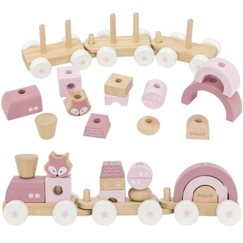 VIGA PolarB Różowa Kolejka Pociąg z Wagonikami Klocki