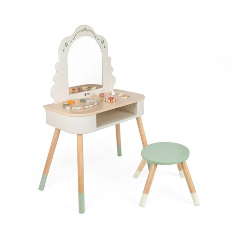 CLASSIC WORLD Drewniana Toaletka z Lustrem Krzesełkiem i Akcesoriami Pastelowa CLASSIC WORLD Drewniana Toaletka z Lustrem Krzesełkiem i Akcesoriami Pastelowa