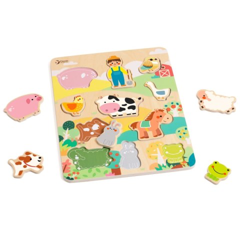 Classic World Drewniana Układanka Dopasuj Zwierzęta Farma 12el.