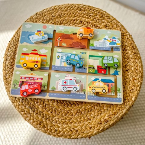 TOOKY TOY Labirynt Drewniany Pojazdy Układanka