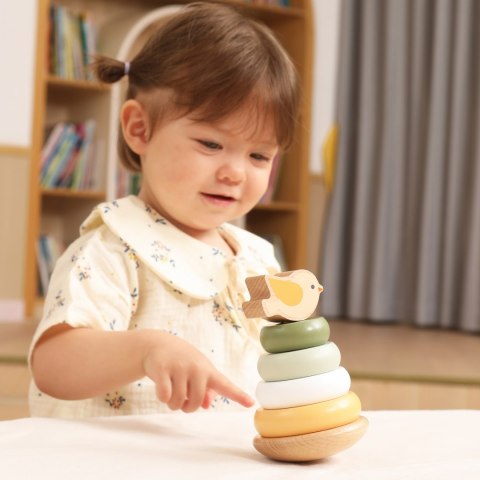 VIGA PolarB Drewniana Piramidka Edukacyjna - Ptaszek