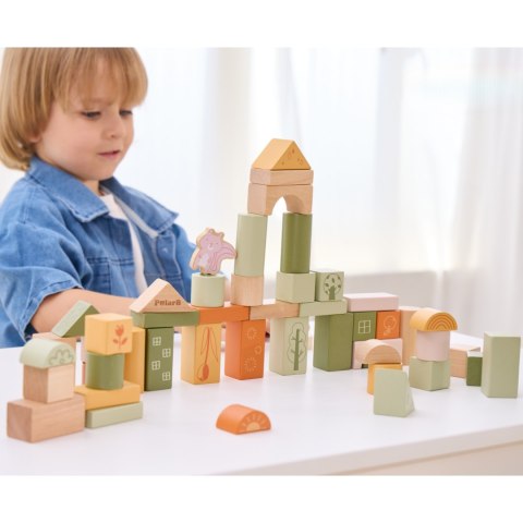 VIGA PolarB Drewniane Klocki Bloki Montessori Zwierzęta 50 el.
