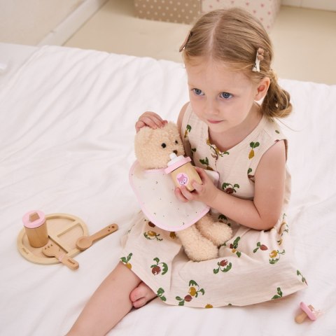 VIGA PolarB Drewniany Zestaw do Karmienia Lalki Torba - z Butelką i Śliniaczkiem