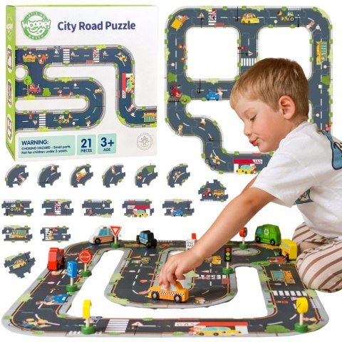 WOOPIE GREEN Droga Puzzle dla Dzieci Autostrada Makieta 21 el. Certyfikat FSC