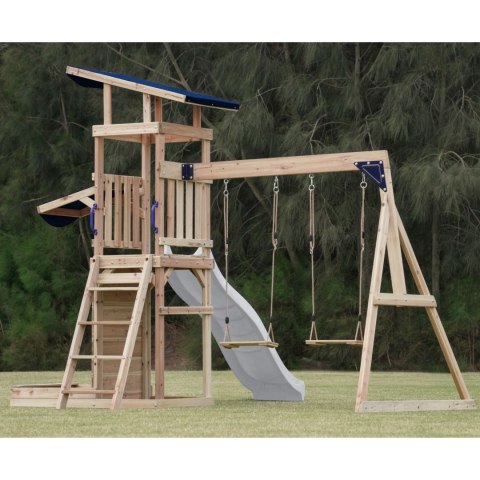 AXI Drewniany Duży Plac Zabaw Huśtawki Zjeżdżalnia Wieża + Piaskownica - Biały