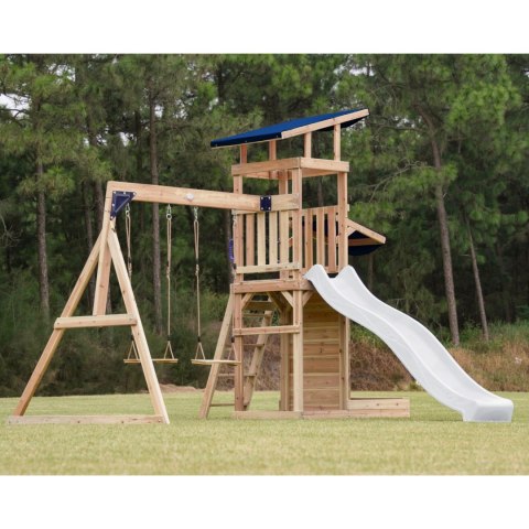 AXI Drewniany Duży Plac Zabaw Huśtawki Zjeżdżalnia Wieża + Piaskownica - Biały