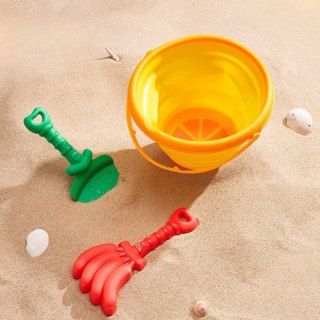 WOOPIE Zestaw Do Zabawy w Piasku Tropikalne Owoce Składane Wiaderko z Grabkami Łopatką Foremkami