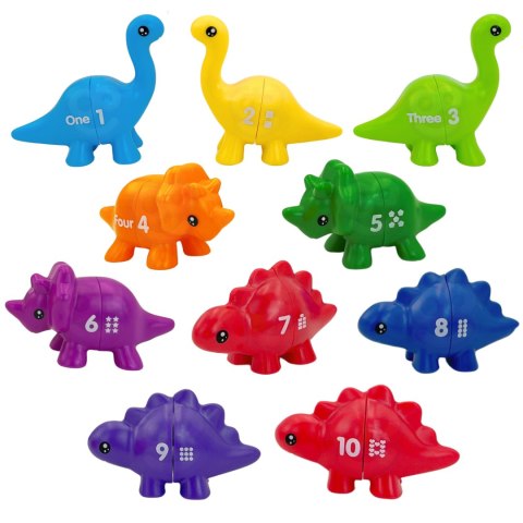 Woopie Zestaw Nauka Liczb Kolorów Montessori Figurki Dinozaury Do Składania "Dopasuj Cyferki" 10 El.