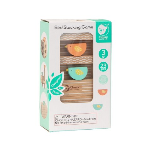 CLASSIC WORLD Drewniana Gra Edukacyjna Chwiejąca się Wieża Układanie Klocków 23el.