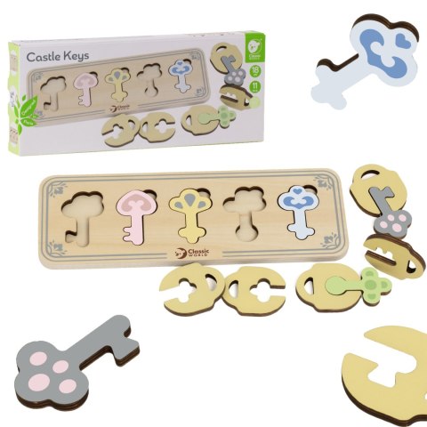 CLASSIC WORLD Drewniana Układanka Montessori Sensoryczna Klucze i Zamki do Dopasowania CLASSIC WORLD Drewniana Układanka Montessori Sensoryczna Klucze i Zamki do Dopasowania