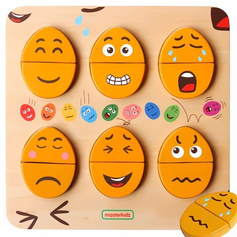 MASTERKIDZ Tablica do Nauki Emocji Drewniane Jajka jaki Humor? Montessori MASTERKIDZ Tablica do Nauki Emocji Drewniane Jajka jaki Humor? Montessori