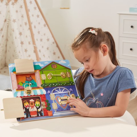 VIGA Drewniana Tablica Manipulacyjna Otwieranie Zamków i Zatrzasków Domek Montessori VIGA Drewniana Tablica Manipulacyjna Otwieranie Zamków i Zatrzasków Domek Montessori