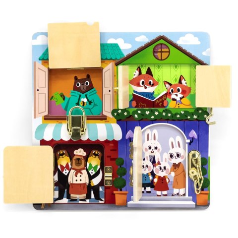 VIGA Drewniana Tablica Manipulacyjna Otwieranie Zamków i Zatrzasków Domek Montessori VIGA Drewniana Tablica Manipulacyjna Otwieranie Zamków i Zatrzasków Domek Montessori