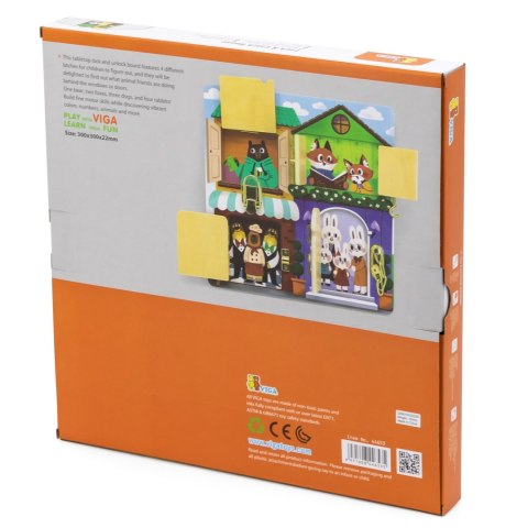 VIGA Drewniana Tablica Manipulacyjna Otwieranie Zamków i Zatrzasków Domek Montessori VIGA Drewniana Tablica Manipulacyjna Otwieranie Zamków i Zatrzasków Domek Montessori