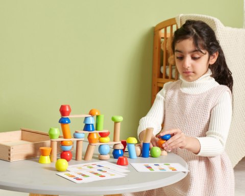 VIGA Drewniane Klocki Geometryczne Układanka 52 el.