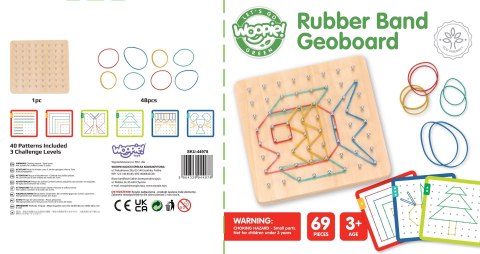 WOOPIE GREEN Geoplan na Gumki Drewniana Układanka 69 el. Certyfikat FSC
