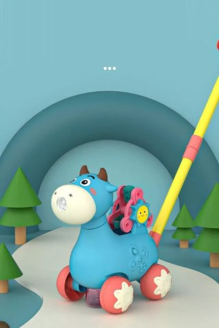 Woopie Pchacz Krówka Do Pchania Z Dźwiękiem I Bańkami Mydlanymi Niebieska