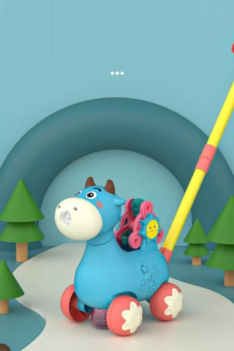 Woopie Pchacz Krówka Do Pchania Z Dźwiękiem I Bańkami Mydlanymi Niebieska