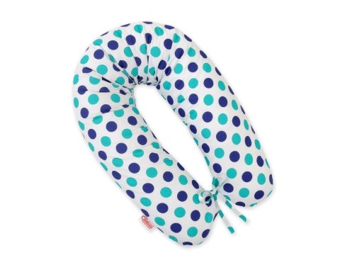 Bawełniana Poszewka Do Poduszki Ciążowej Longer - Grochy Mięta Granat