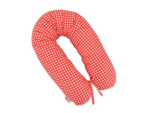 Bawełniana Poszewka Do Poduszki Ciążowej Longer - Kratka Czerwona
