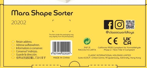 CLASSIC WORLD Układanie Kształtów Sorter Drewniany dla Dzieci 10 el. CLASSIC WORLD Układanie Kształtów Sorter Drewniany dla Dzieci 10 el.