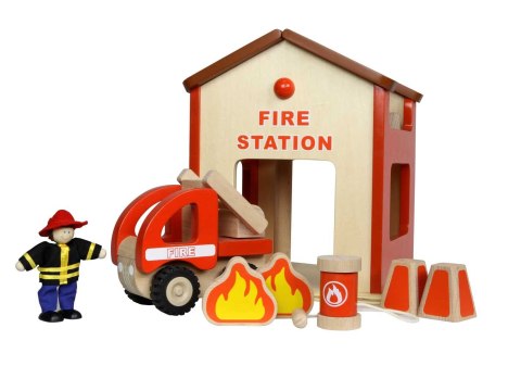 MASTERKIDZ Mini Remiza Strażacka Drewniany Zestaw MASTERKIDZ Mini Remiza Strażacka Drewniany Zestaw