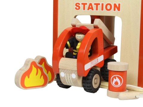 MASTERKIDZ Mini Remiza Strażacka Drewniany Zestaw MASTERKIDZ Mini Remiza Strażacka Drewniany Zestaw