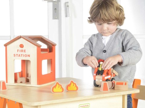 MASTERKIDZ Mini Remiza Strażacka Drewniany Zestaw MASTERKIDZ Mini Remiza Strażacka Drewniany Zestaw