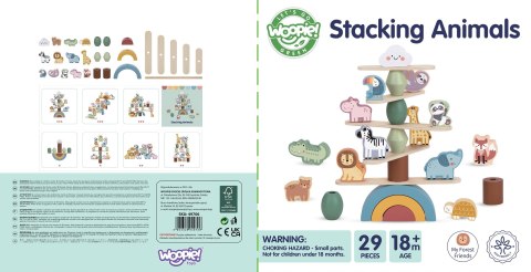 WOOPIE GREEN Balansujące Drewniane Zwierzęta Układanka w Stosy FSC