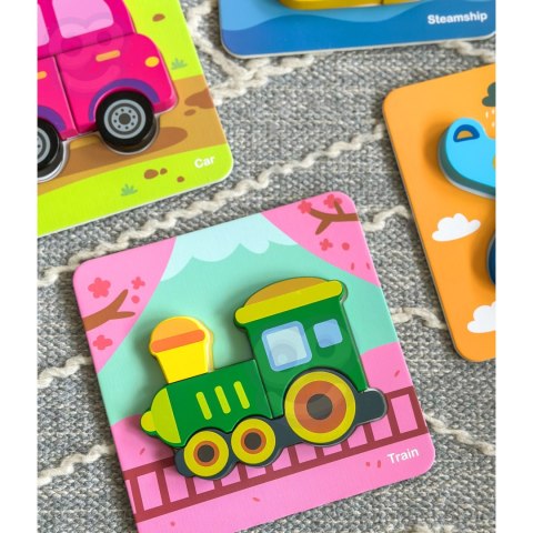 WOOPIE GREEN Układanka Drewniana Klocki Pojazdy Montessori