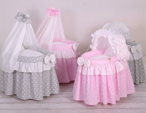 Wózek Dla Lalek - Kosz Mojżesza Dla Lalek Z Baldachimem - Szary