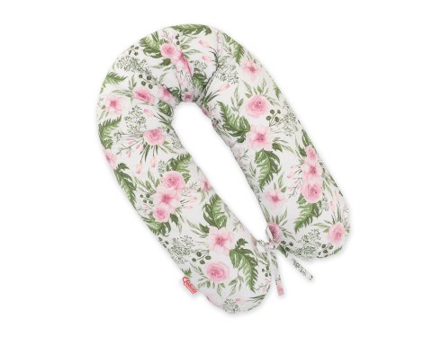 Bawełniana Poszewka Do Poduszki Ciążowej Longer - Peonie Różowe