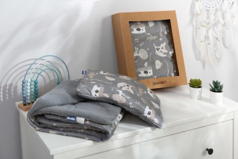 KOMPLET BAWEŁNA-MUŚLIN OPAK. POLANA GRAFITOWY