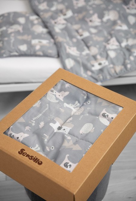 KOMPLET BAWEŁNA-MUŚLIN OPAK. POLANA GRAFITOWY