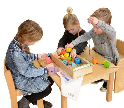 Masterkidz Duża Drewniana Nawlekanka Sznurowanka Montessori