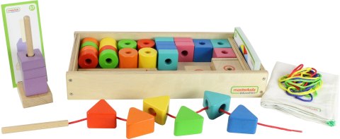 Masterkidz Duża Drewniana Nawlekanka Sznurowanka Montessori