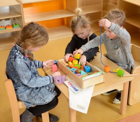 Masterkidz Duża Drewniana Nawlekanka Sznurowanka Montessori
