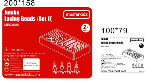 Masterkidz Duża Drewniana Nawlekanka Sznurowanka Montessori