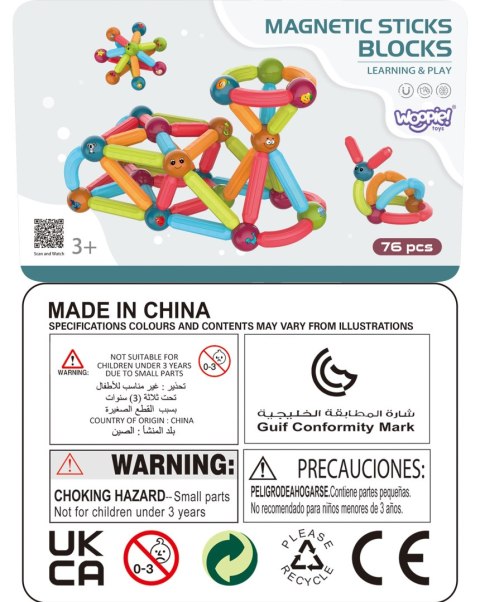 Woopie Magnetyczne Klocki Konstrukcyjne Edukacyjne 76 El.