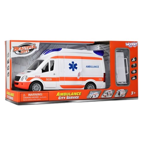WOOPIE Pogotowie Karetka Ambulans Nosze w Zestawie + Sygnały Dźwiękowe I Świetlne