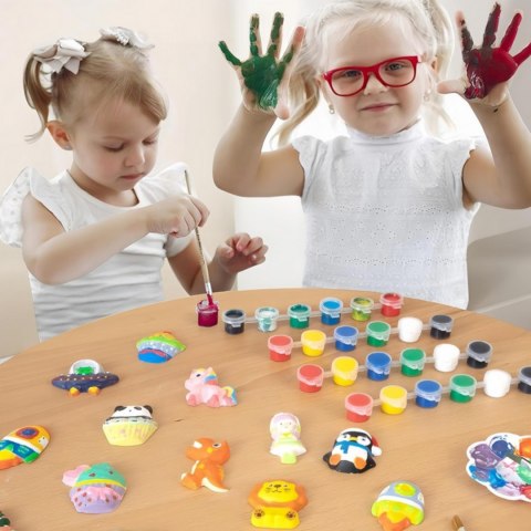 WOOPIE Zestaw Kreatywny z Farbami DIY Zrób Odlewy Gipsowe Figurki i Pomaluj - Zestaw Dinozaury