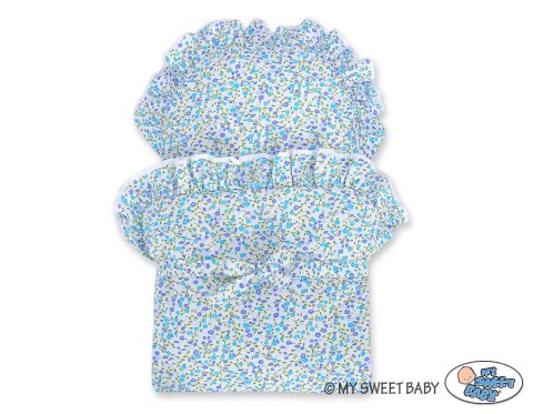 Wiklinowy Wózek Dla Lalek Wysoki Z Niebieską Pościelką I Wyściółką- Naturalny