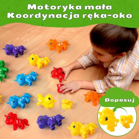 Woopie Figurki Montessori Zestaw Edukacyjny Jednorożce Do Składania "Dopasuj Literki" 13 El.