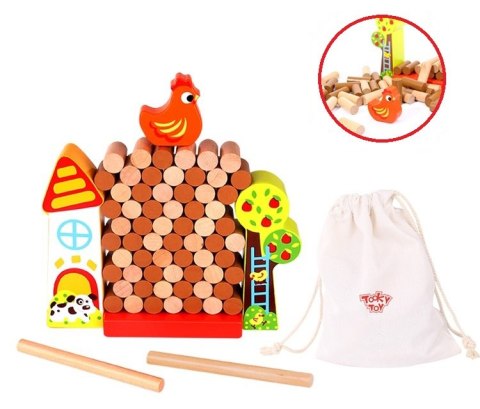 TOOKY TOY Drewniana Gra Zręcznościowa Spadający Kurczak