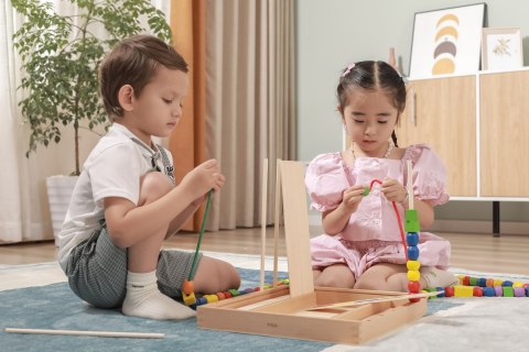 VIGA Drewniana Gra edukacyjna Logiczne koraliki 104 elementy Montessori
