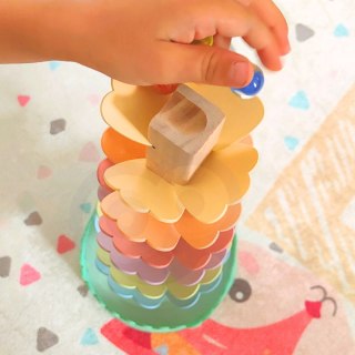 TOOKY TOY Drewniana Kolorowa Wieża Wirująca dla Dzieci