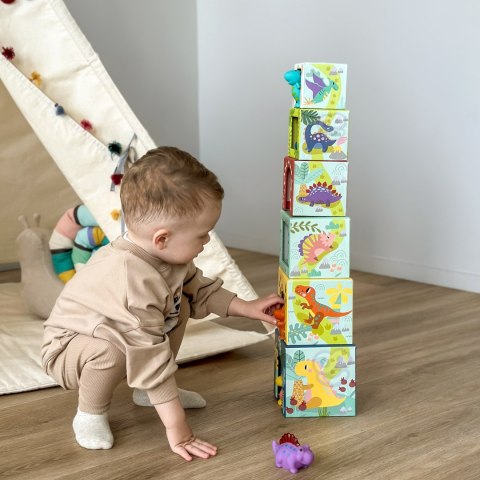 TOOKY TOY Drewniane Klocki Układanka Edukacyjna + 6 Figurek do zabawy 12 el.