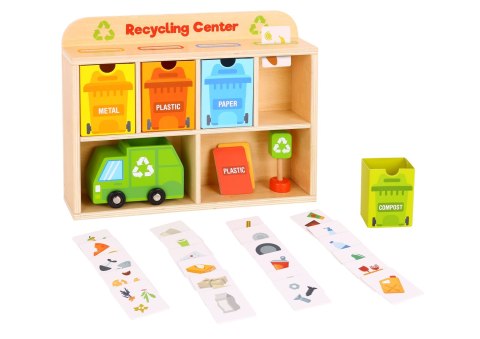 Tooky Toy Drewniane Centrum Recyklingu Edukacyjny Sorter